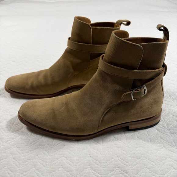 TAFT Handcrafted in Spain‎ Suede Ankle Boots Mens US 10 EU 43 Buckle Strap Tan
